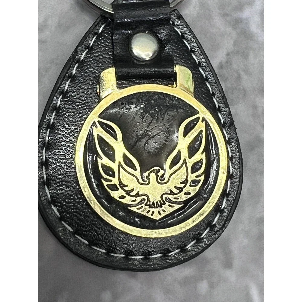Pontiac Firebird Logo Leather Vintage Keychain Keyring GM Original